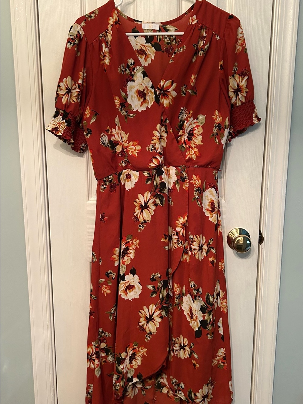 Charming Charlie Orange Floral Midi Dress Size Medium